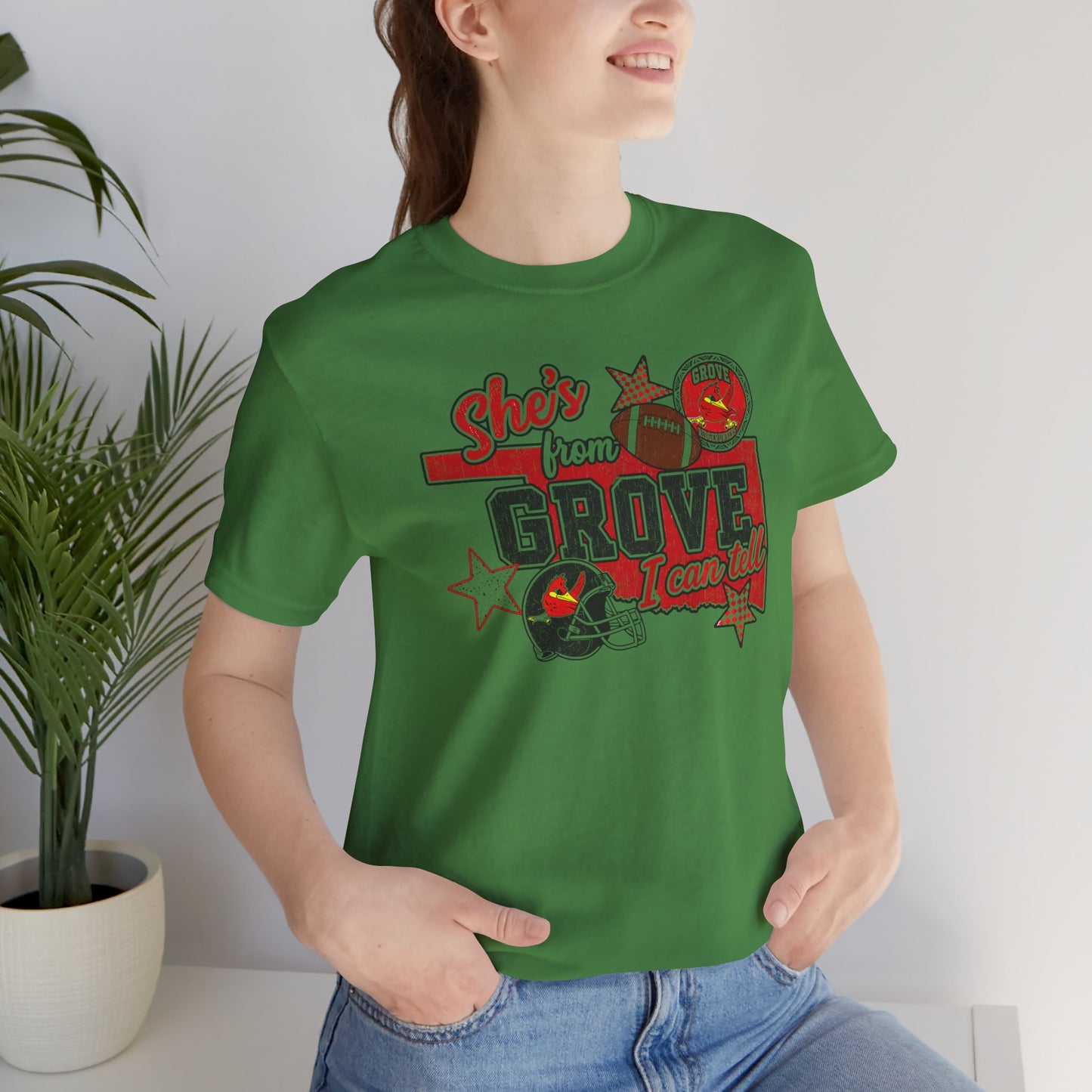 She's From Grove I Can Tell T-Shirt — Grove Football Fan Tee