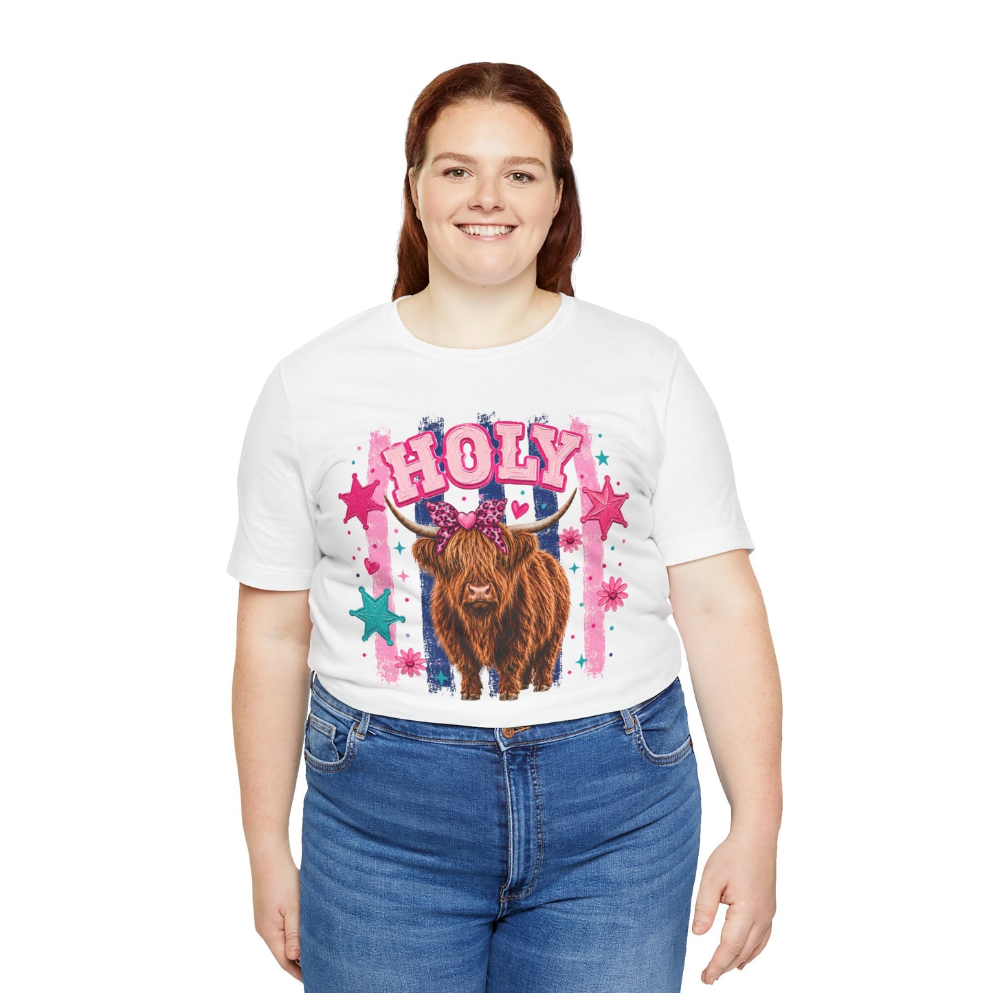 Holy Cow Highland Cow Graphic Tee — Cute Pastel Ranch Shirt