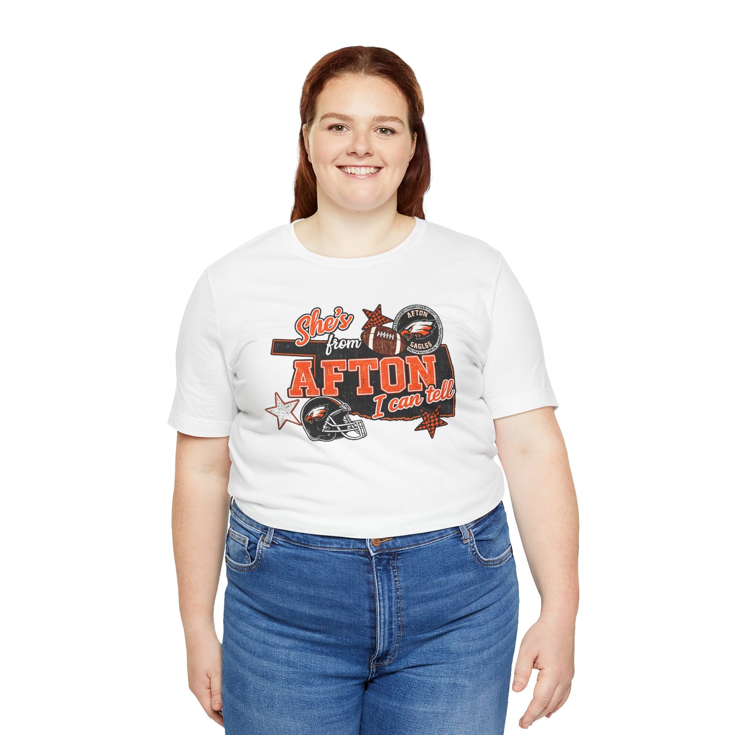 Afton Football Town Retro Graphic Tee — "Shes from Afton I can too"