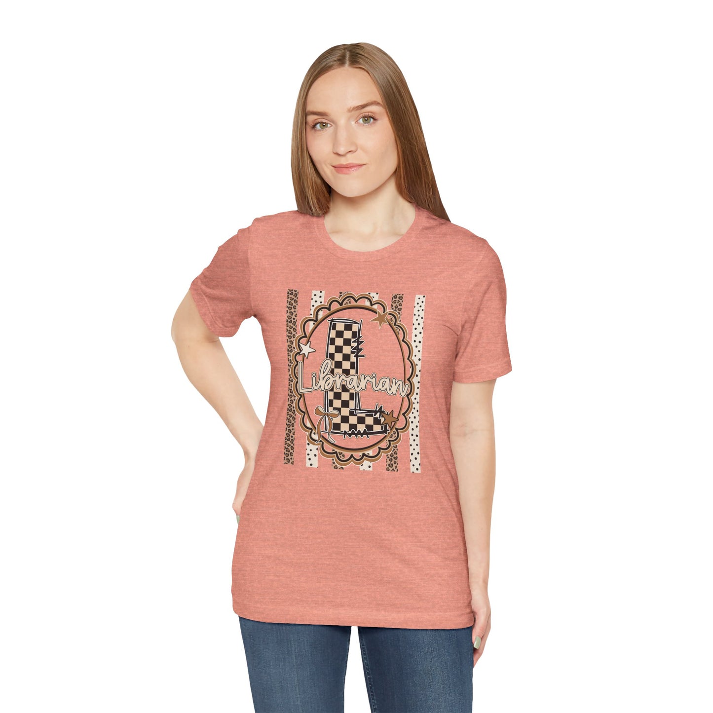 Librarian Checkerboard Letter L Tee — Vintage Booklover Graphic T-Shirt