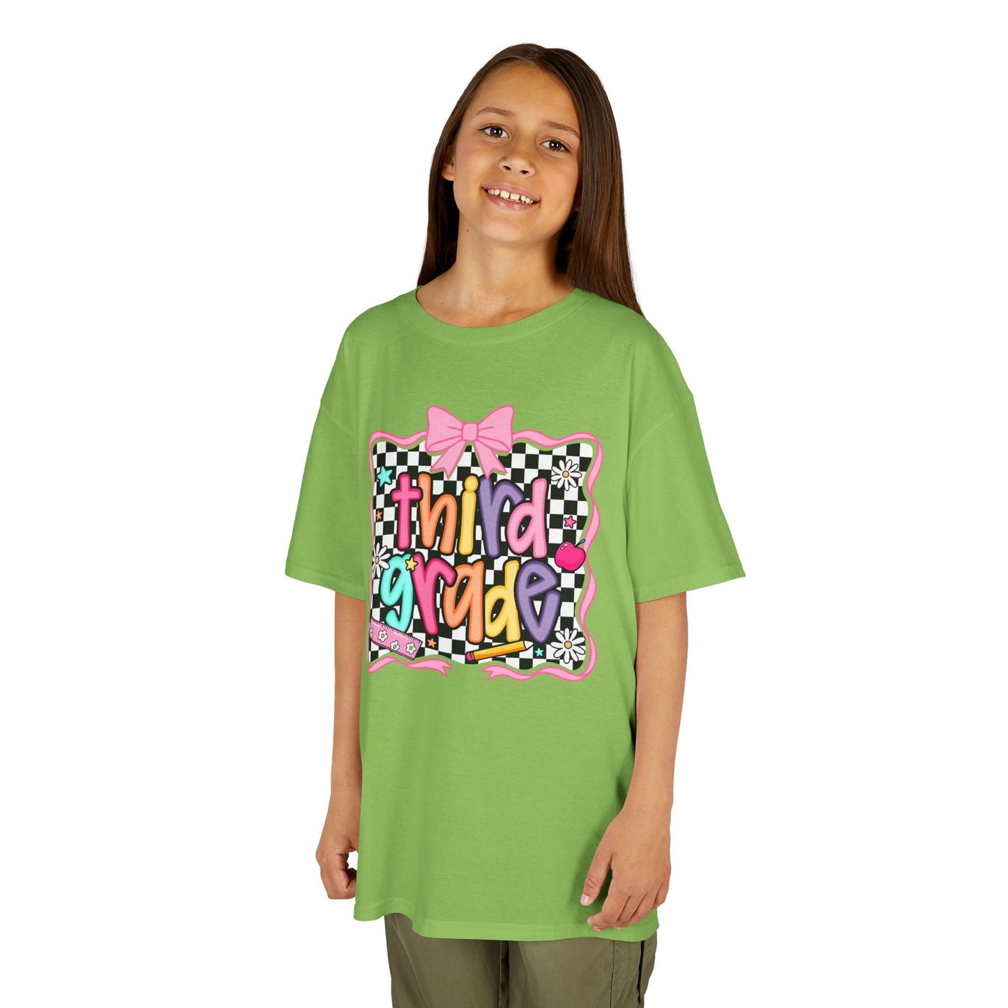 Third Grade Kids T-Shirt — Colorful Back-to-School Tee with Bow