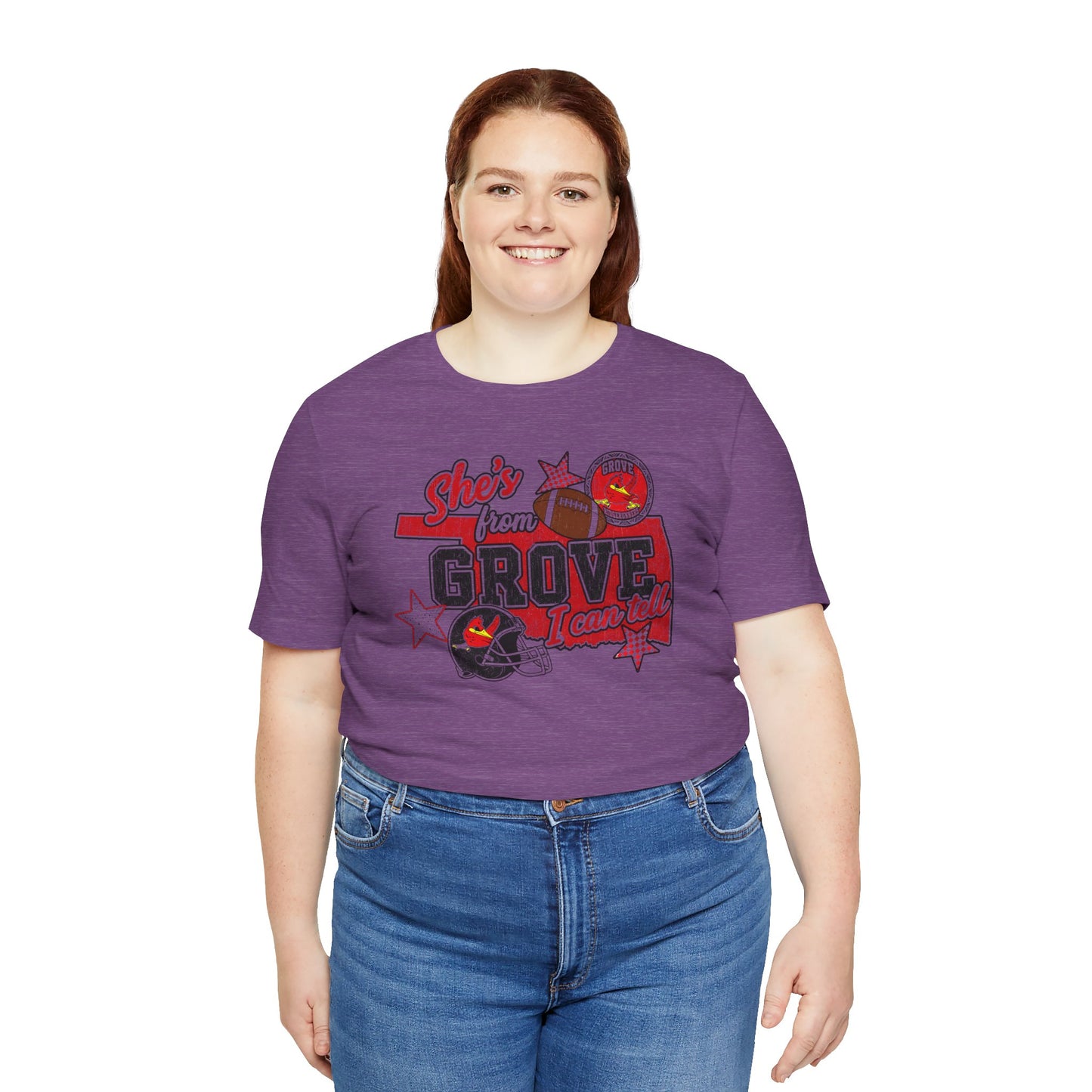 She's From Grove I Can Tell T-Shirt — Grove Football Fan Tee
