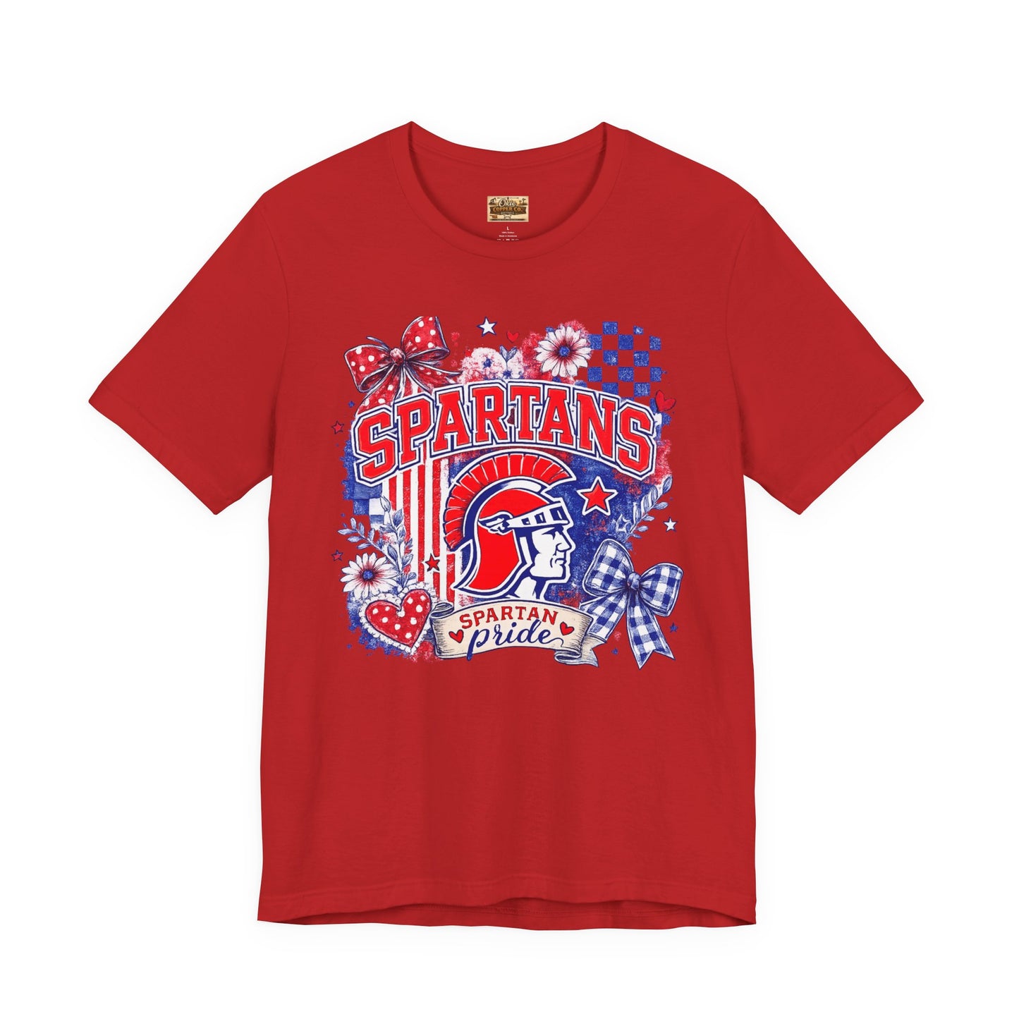 Spartans Pride Graphic Tee — Red, White & Blue School Spirit T-Shirt