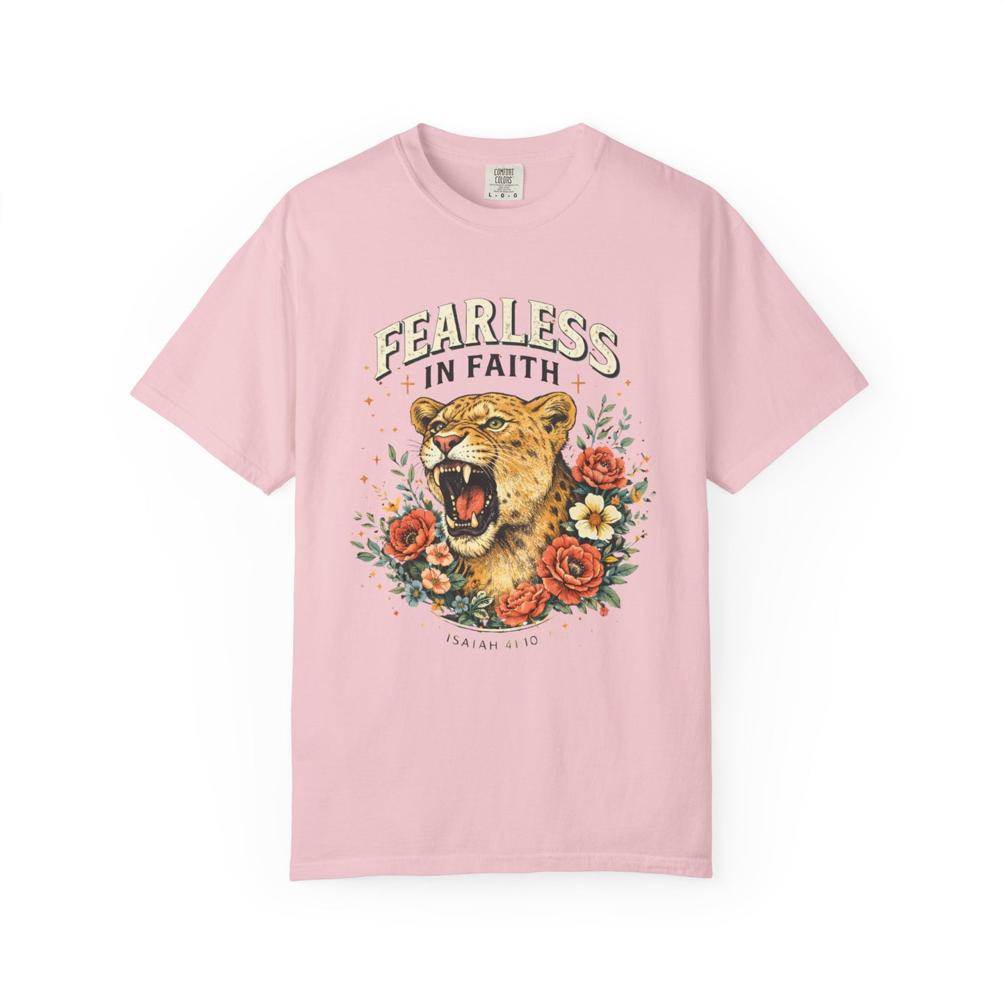 Fearless in Faith Lion T-Shirt — Floral Vintage Christian Graphic Tee