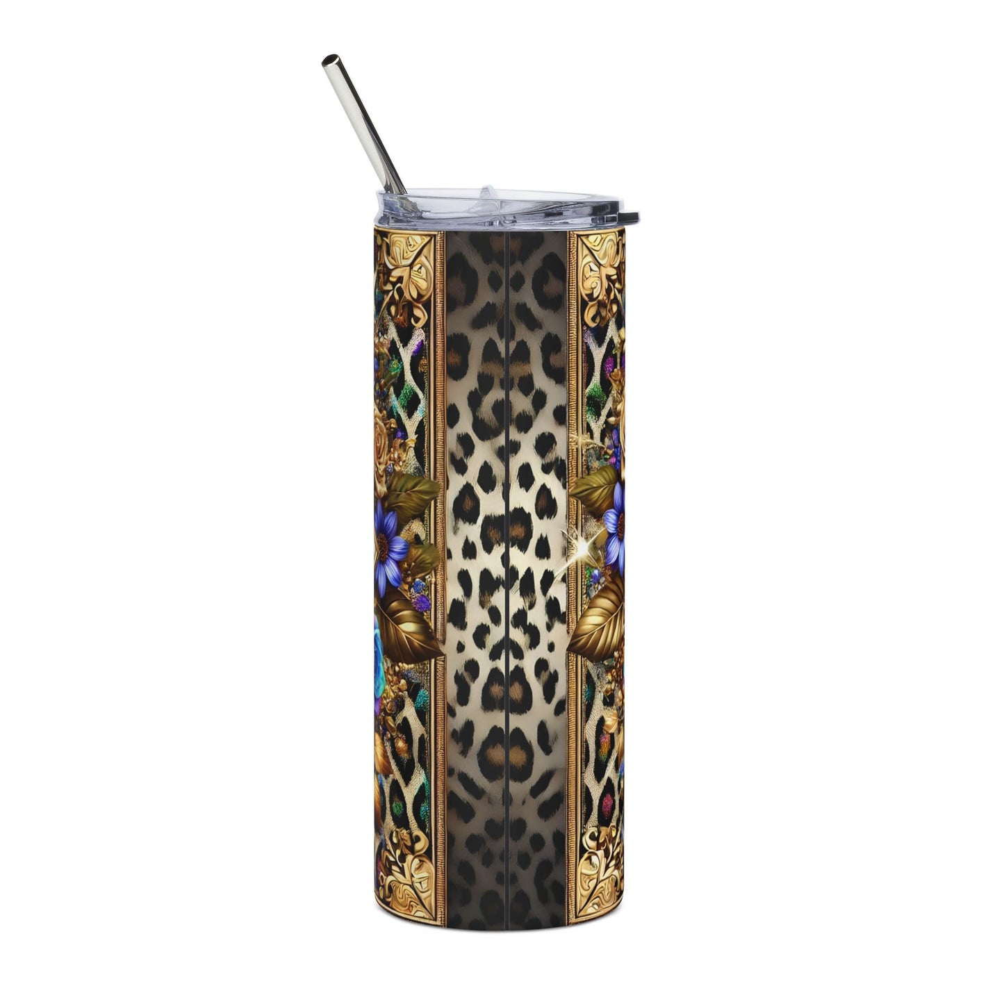 Faith Over Fear 20oz Stainless Tumbler — Floral Gold Inspirational Travel Cup