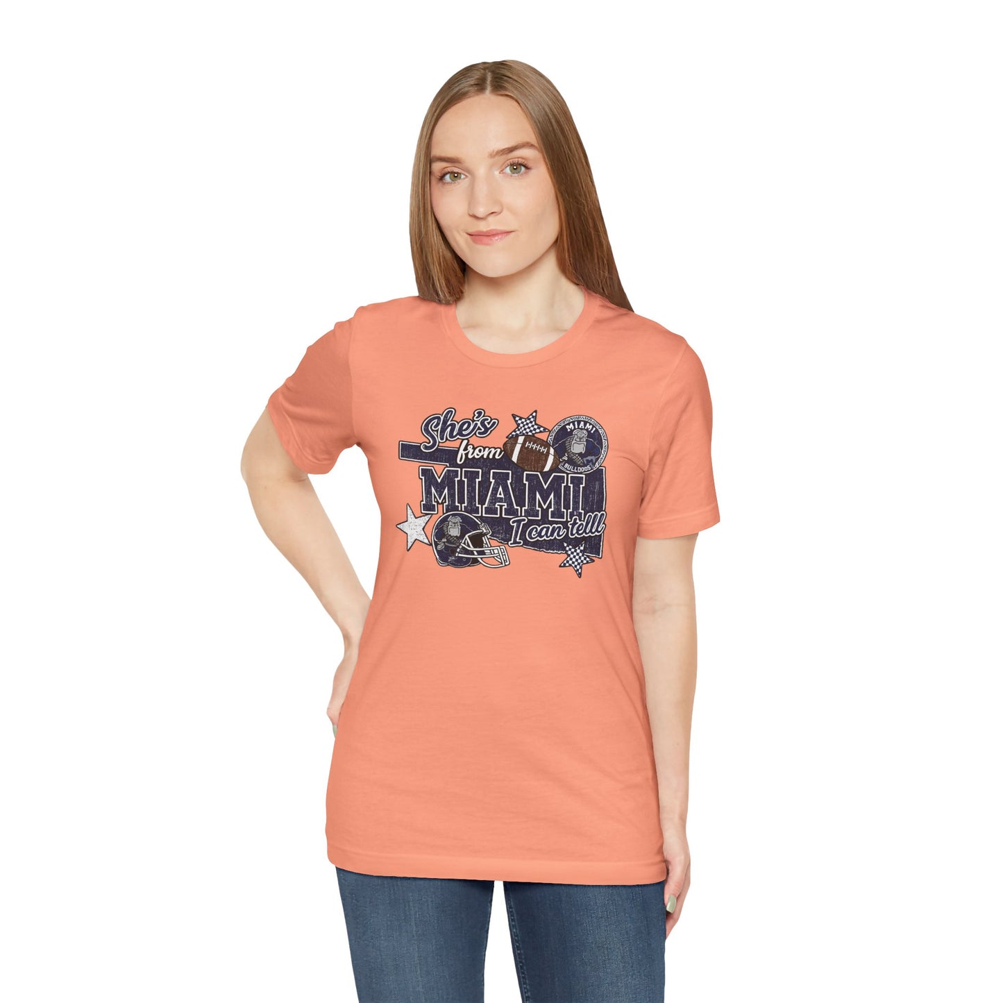 She's From Miami Graphic Tee — Retro Football Fan Shirt