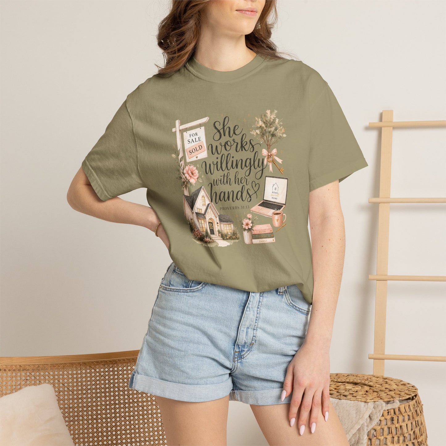 She Works Willingly With Her Hands T-Shirt — Realtor Graphic Tee