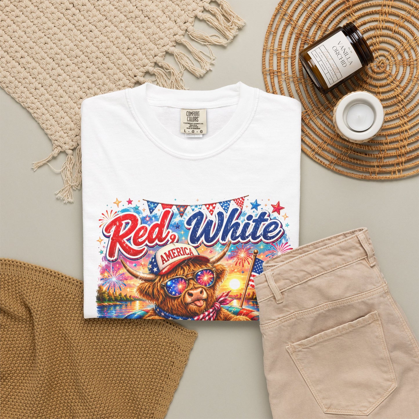 Red, White & Summer Nights T-Shirt — Patriotic Fourth of July Bear Graphic Tee