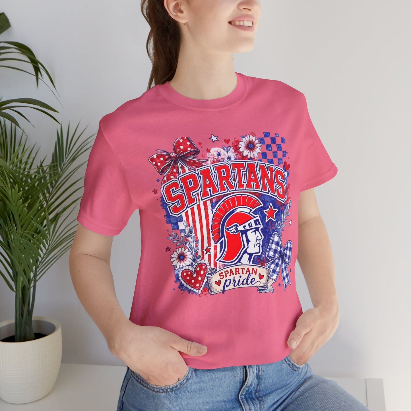 Spartans Pride Graphic Tee — Red, White & Blue School Spirit T-Shirt