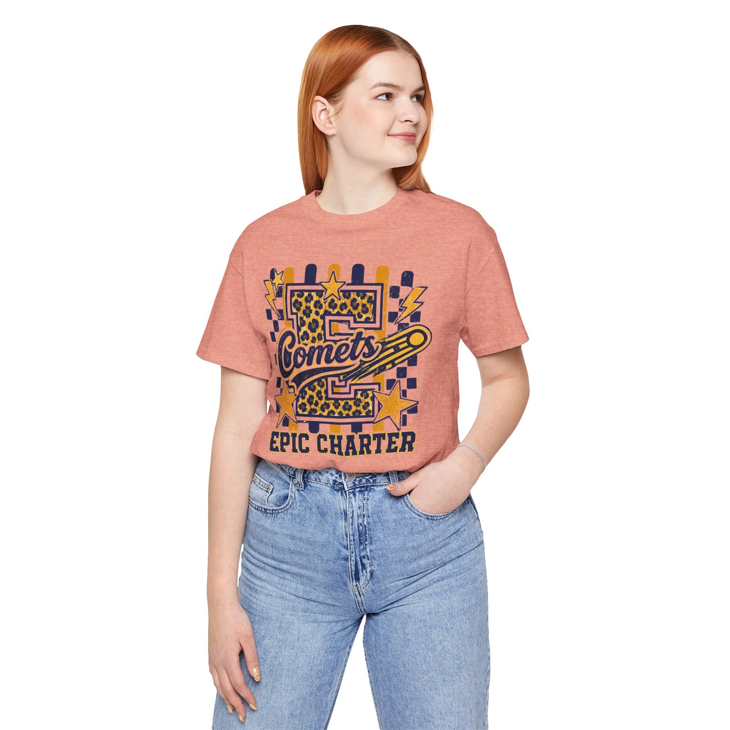 Comets Epic Charter Baseball T-Shirt — Leopard Letter Sports Tee