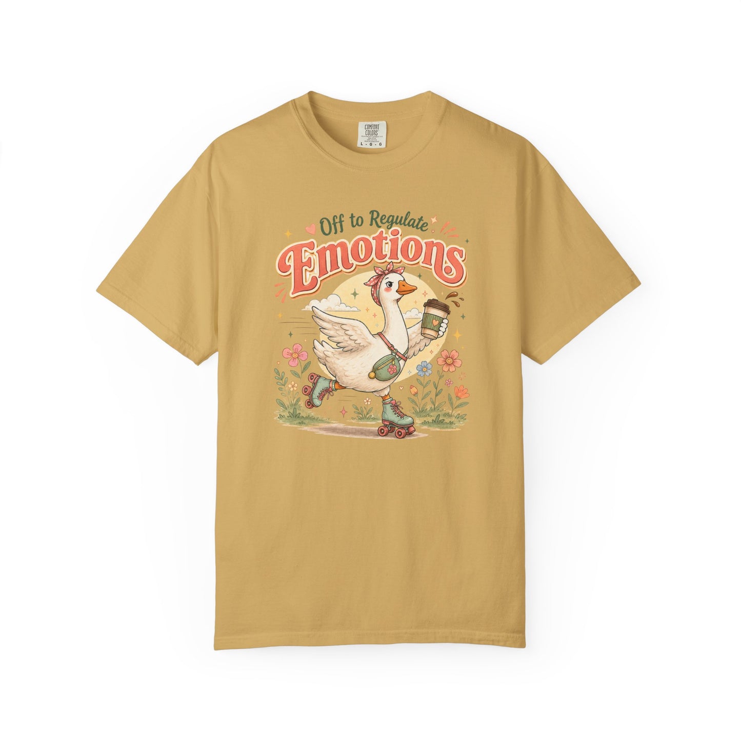 Emotions Duck Graphic T-Shirt — "Off to Regulate" Vintage Coffee Tee