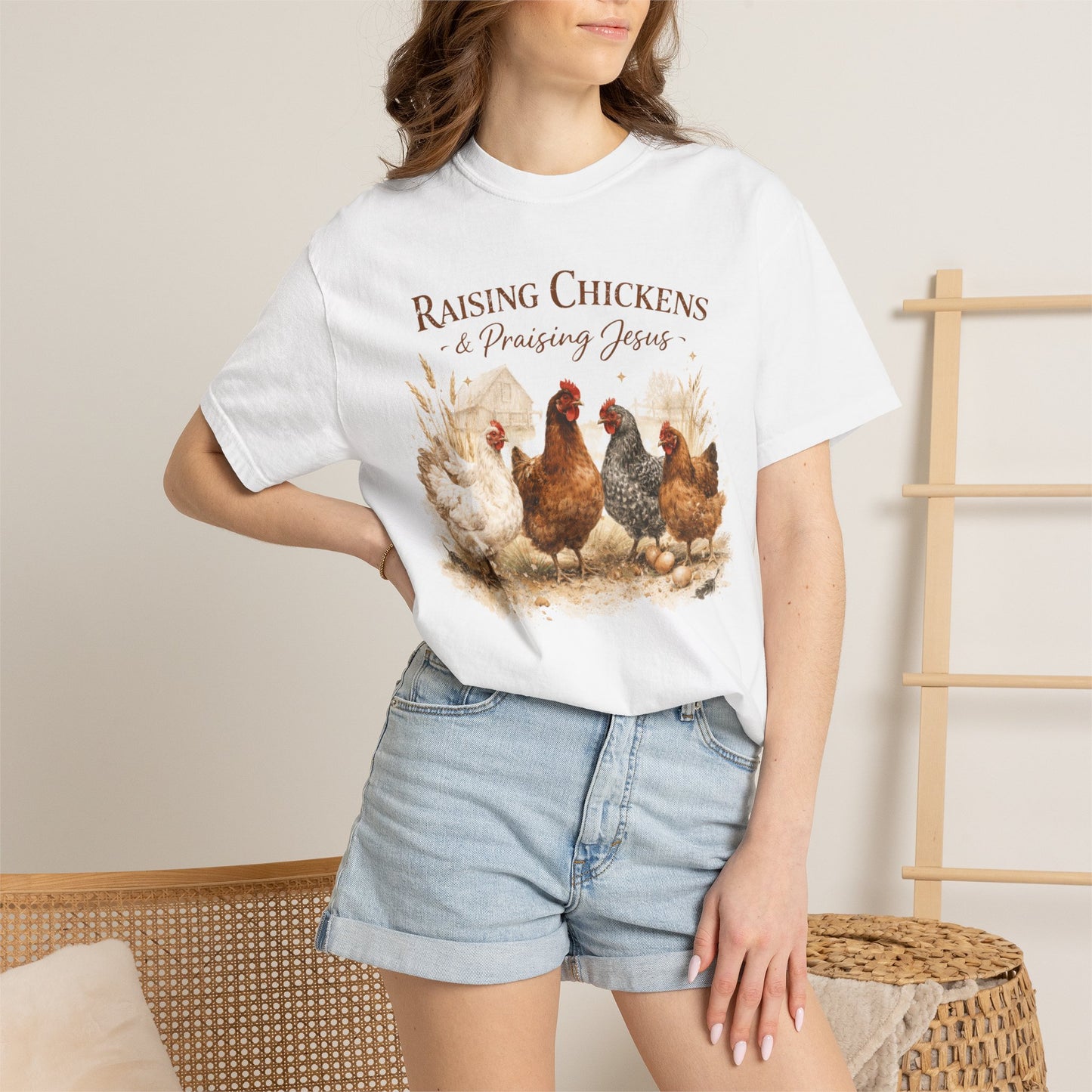 Raising Chickens Praising Jesus T-shirt