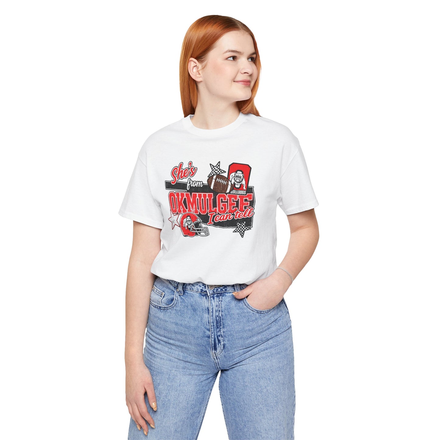 Okmulgee Cardinals Football Tee — She’s From Okmulgee Design
