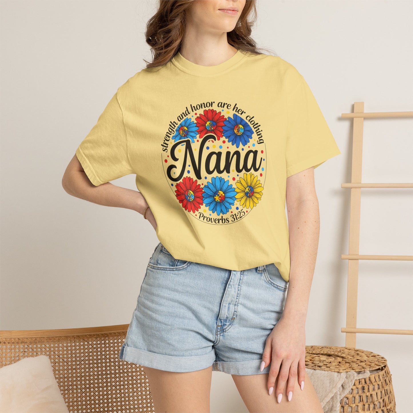 Nana Floral Proverbs T-Shirt — “Strength and Honor” Grandma Gift