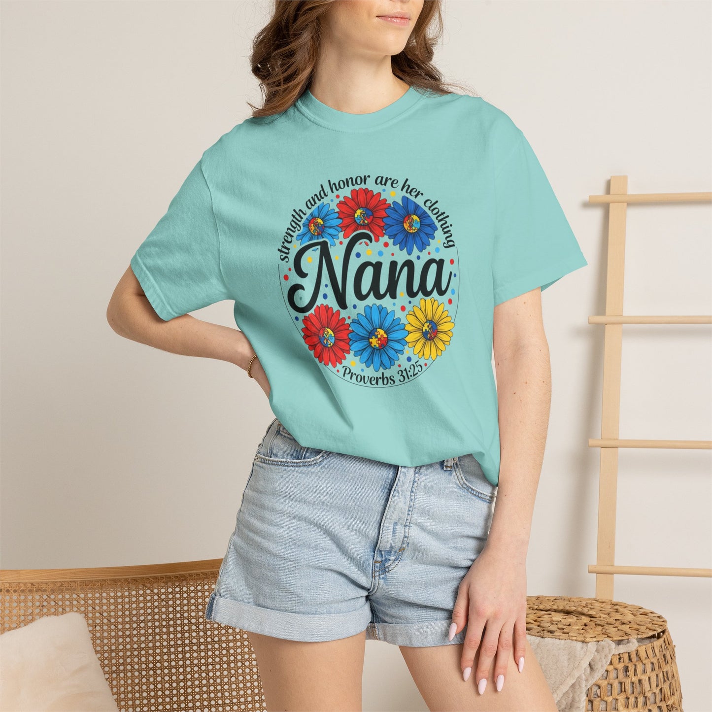 Nana Floral Proverbs T-Shirt — “Strength and Honor” Grandma Gift