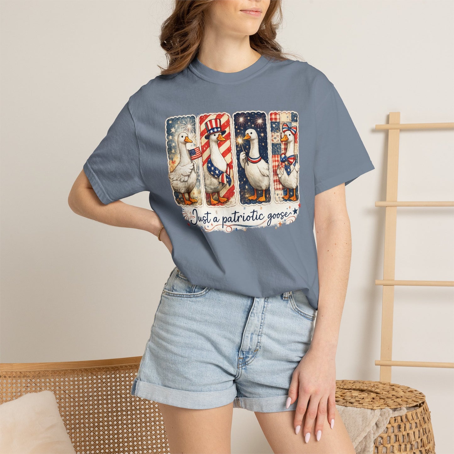 Patriotic Goose T-Shirt — "Just a patriotic goose" Americana Tee