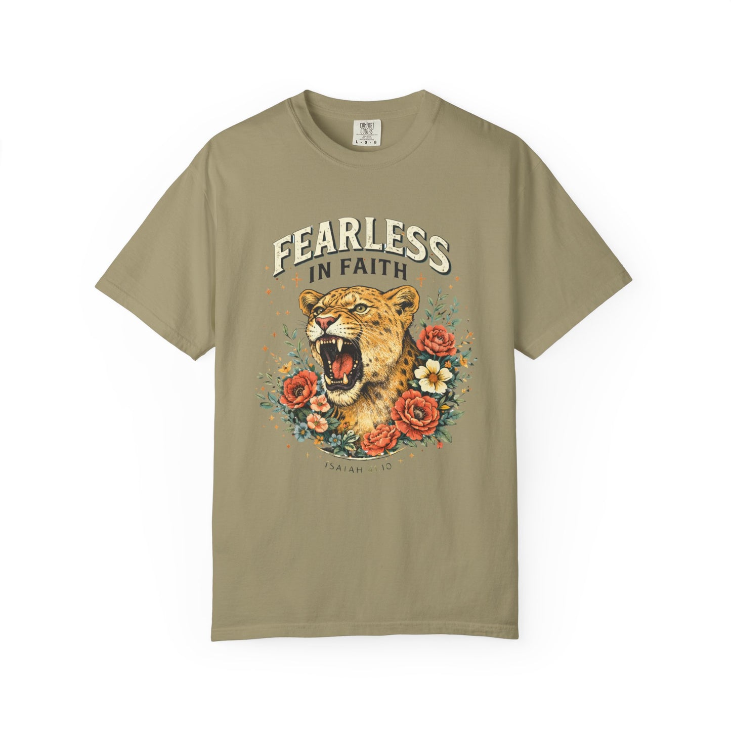 Fearless in Faith Lion T-Shirt — Floral Vintage Christian Graphic Tee