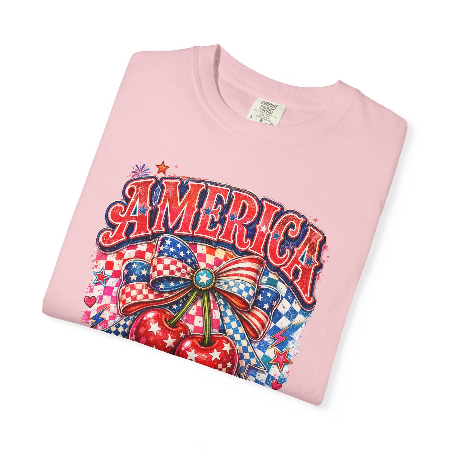 America Cherry Graphic T-Shirt — Patriotic 4th of July Tee