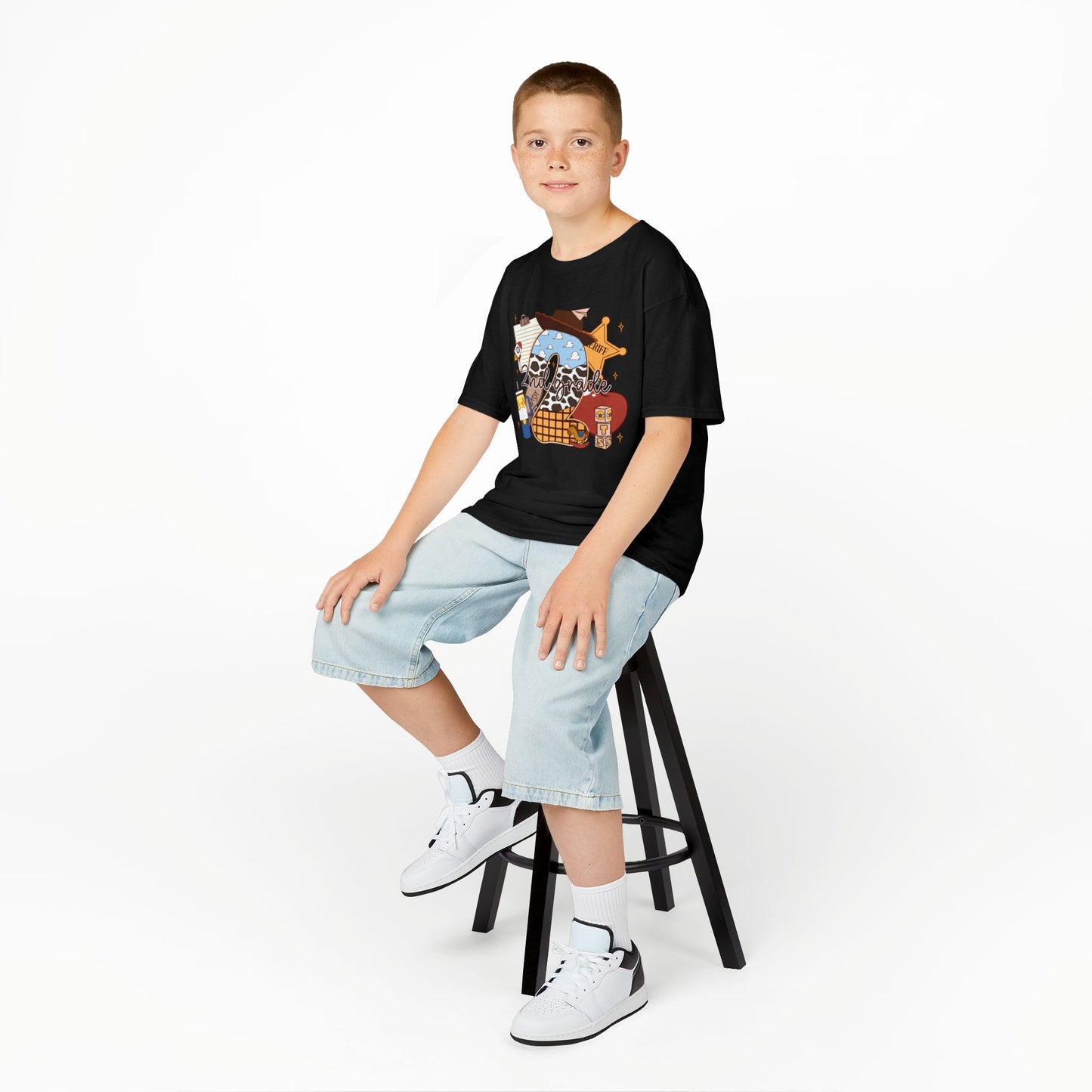 Kids Graphic Tee — Cute Western Sheriff Skull Cowboy Design