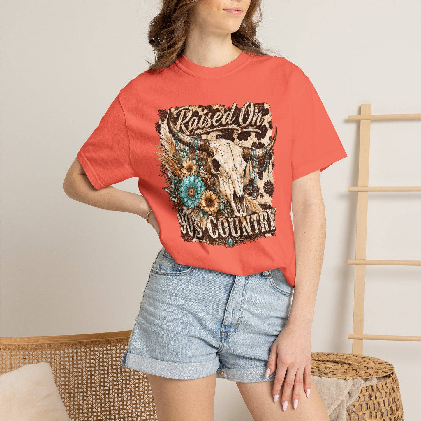 Raised On 90s Country T-Shirt — Vintage Cow Skull Western Tee