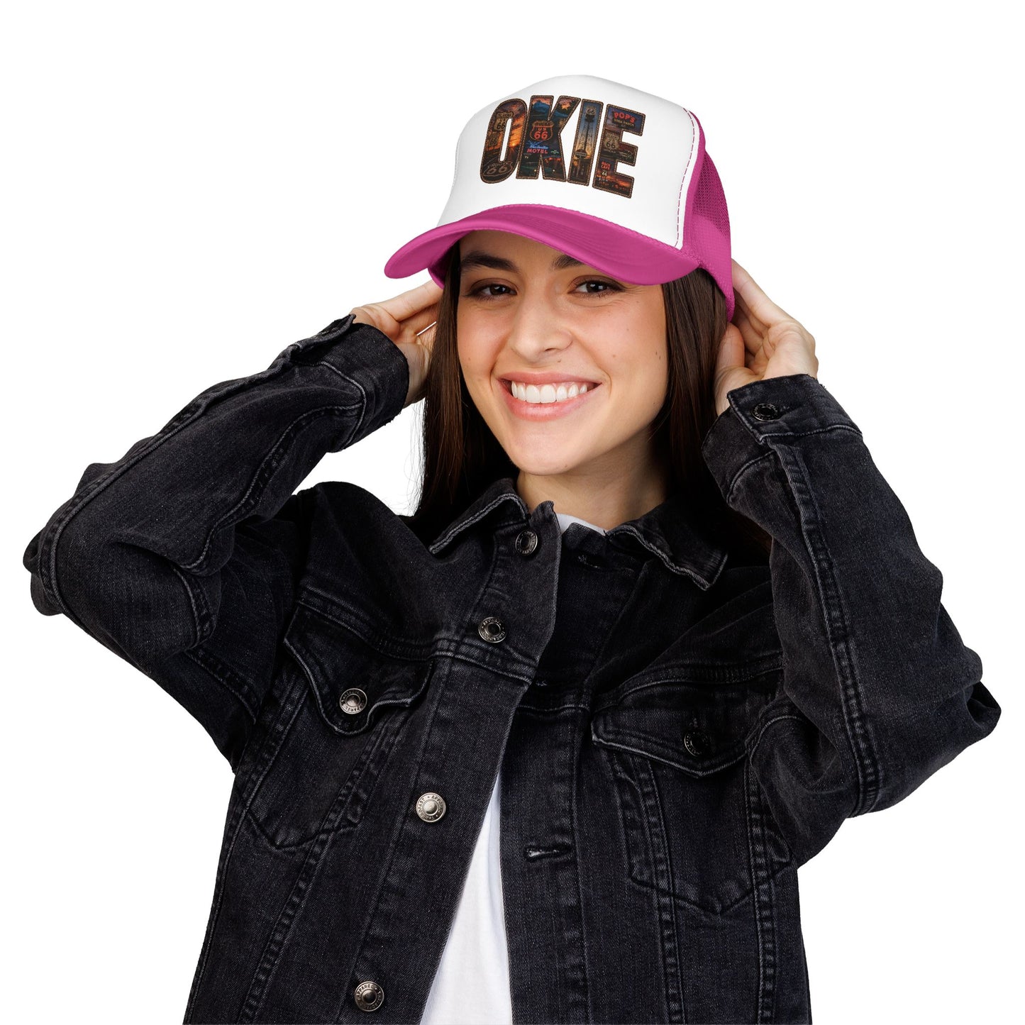 Route 66 Trucker Hat — Vintage 'ONE' Road Sign Graphic Foam Cap
