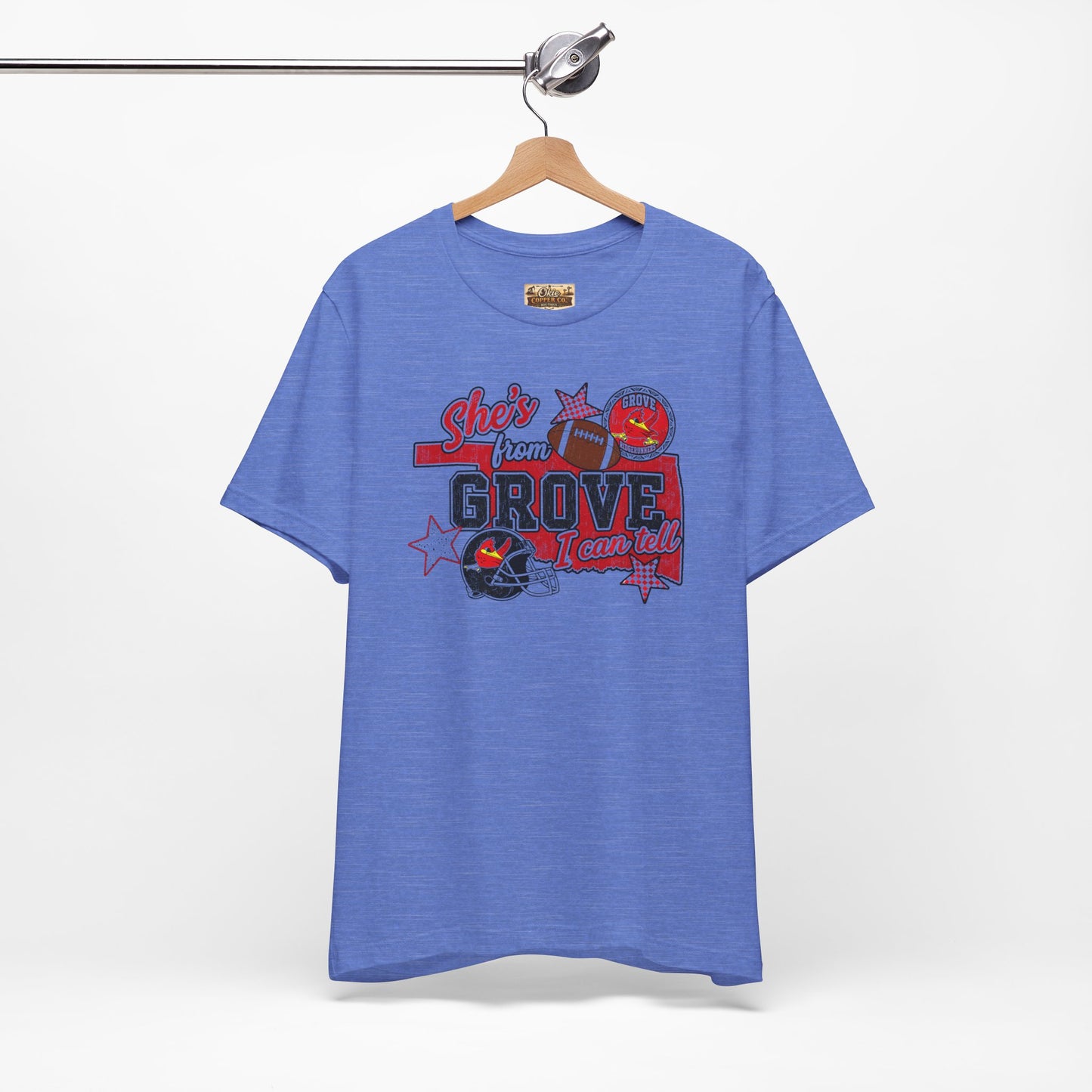 She's From Grove I Can Tell T-Shirt — Grove Football Fan Tee