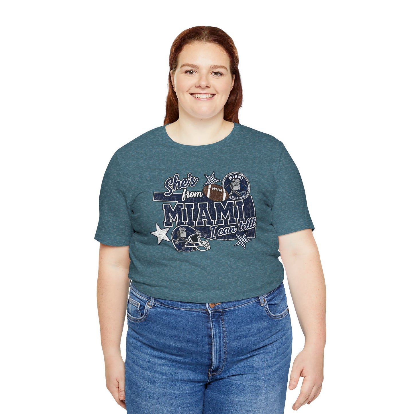 She's From Miami Graphic Tee — Retro Football Fan Shirt