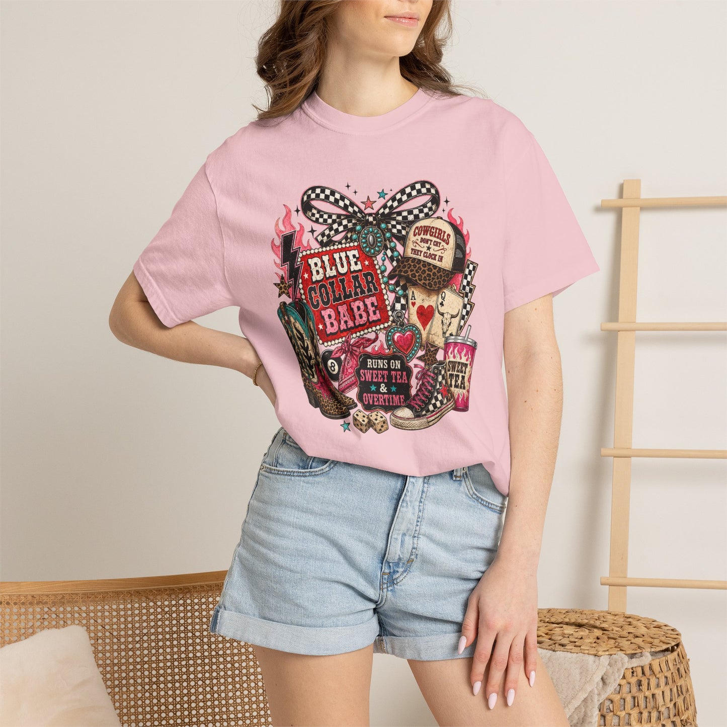 Blue Collar Babe T-Shirt — Retro Cowgirl Graphic Tee