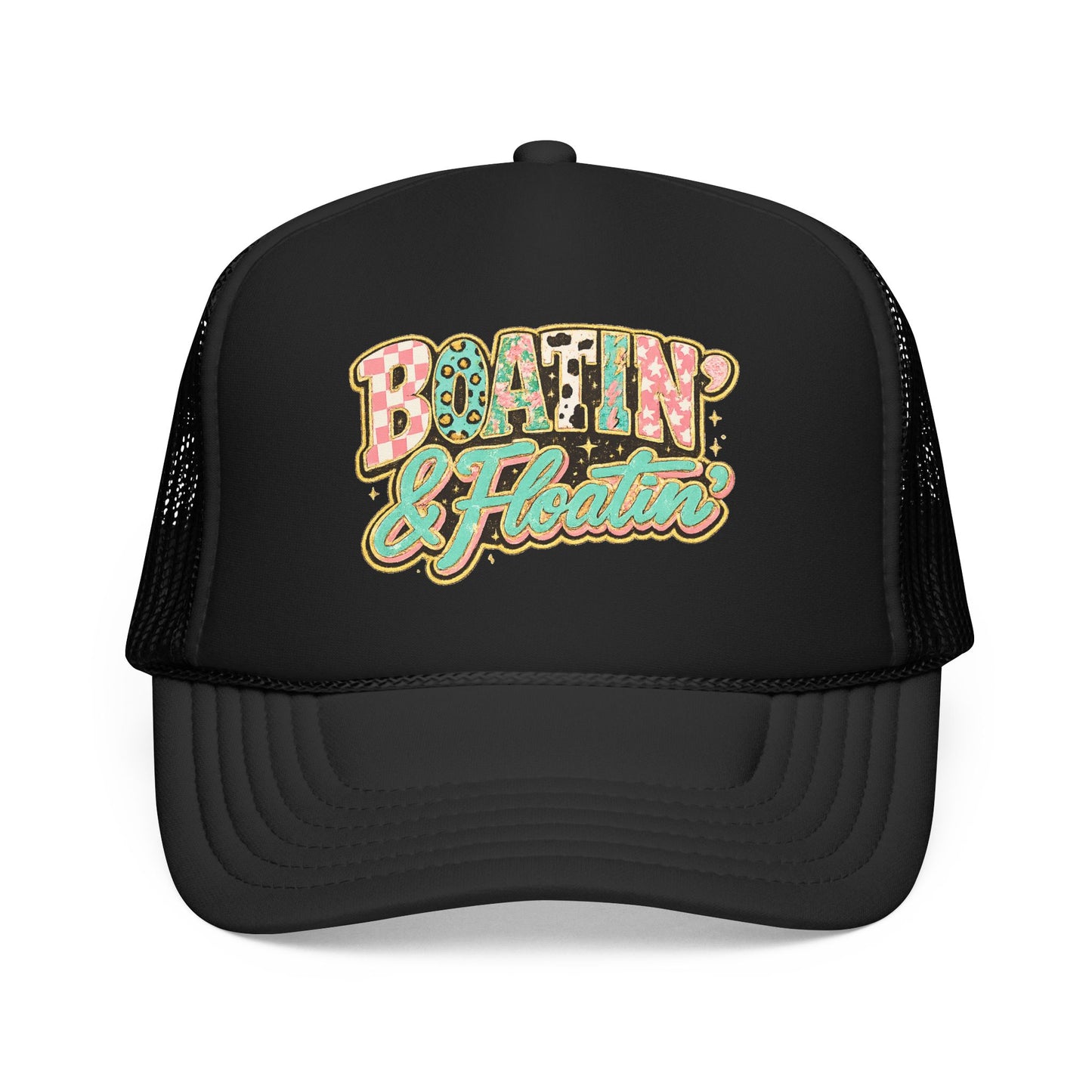Boatin' & Floatin' Trucker Hat — Retro Floral Pool/Beach Foam Cap