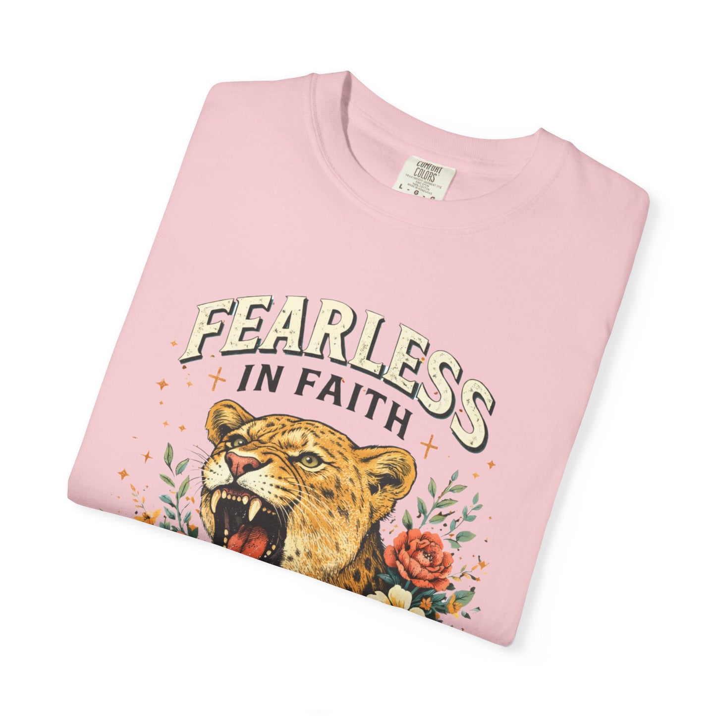 Fearless in Faith Lion T-Shirt — Floral Vintage Christian Graphic Tee