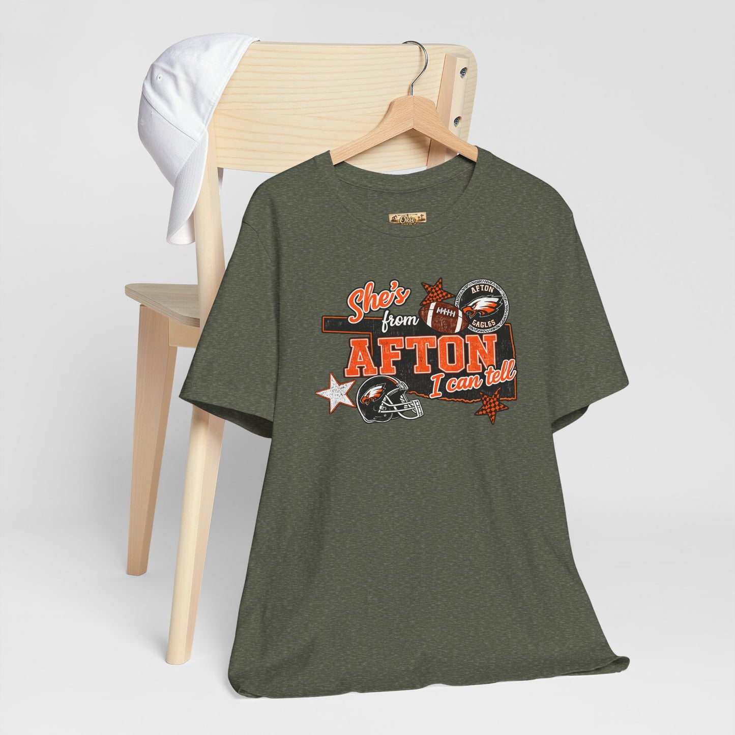 Afton Football Town Retro Graphic Tee — "Shes from Afton I can too"