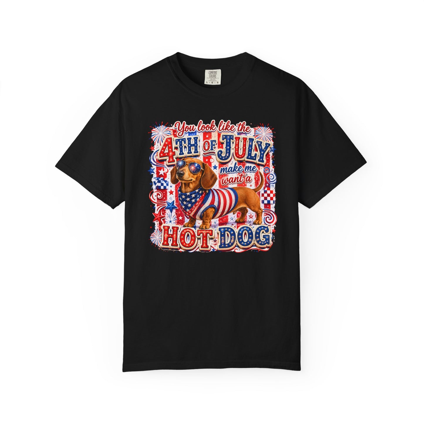 4th of July Hot Dog Dachshund T-Shirt – Patriotic Funny BBQ Tee