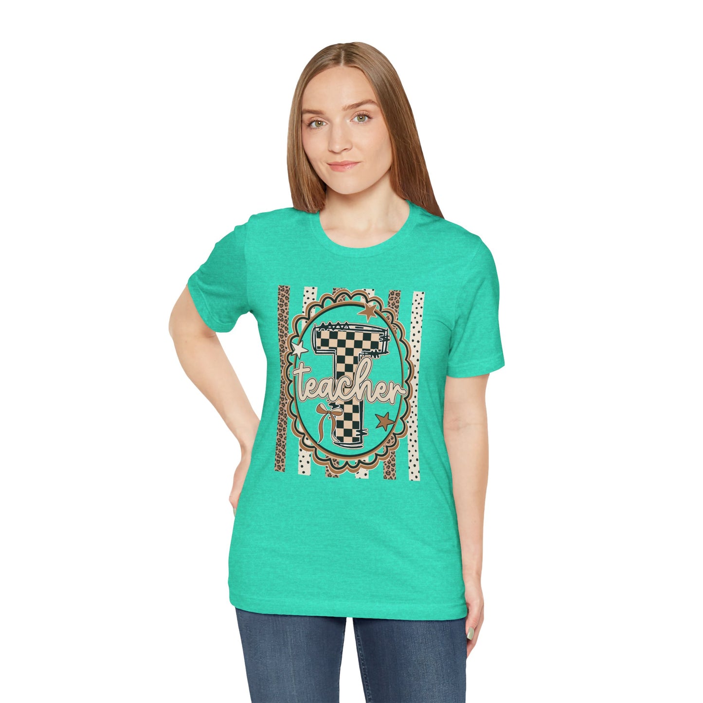 Teacher Monogram Tee — Number 1 Checkered Design