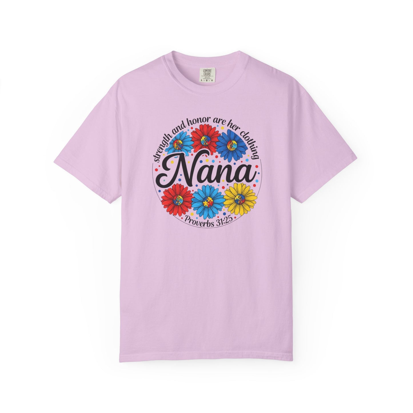 Nana Floral Proverbs T-Shirt — “Strength and Honor” Grandma Gift