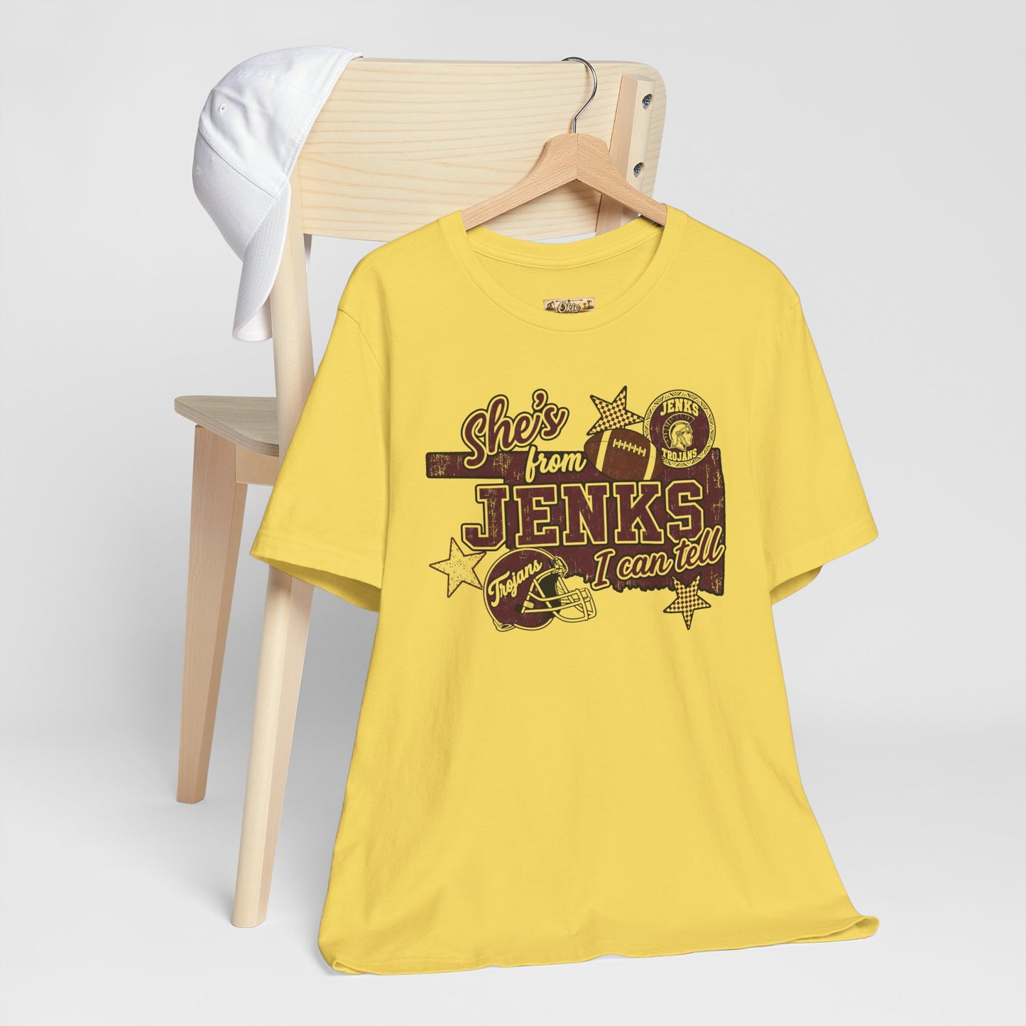 She's from Jenks Tee — Vintage High School Football Graphic T-Shirt