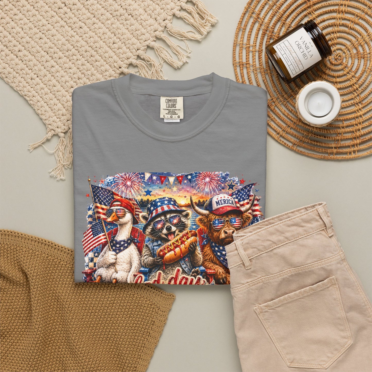 Patriotic 'Born to Be a Hot Dog' Graphic T-Shirt