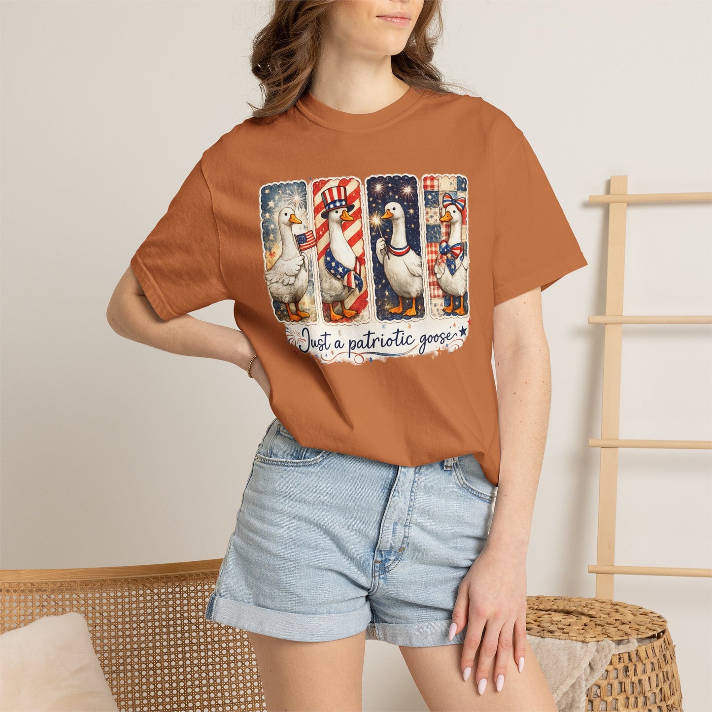 Patriotic Goose T-Shirt — "Just a patriotic goose" Americana Tee