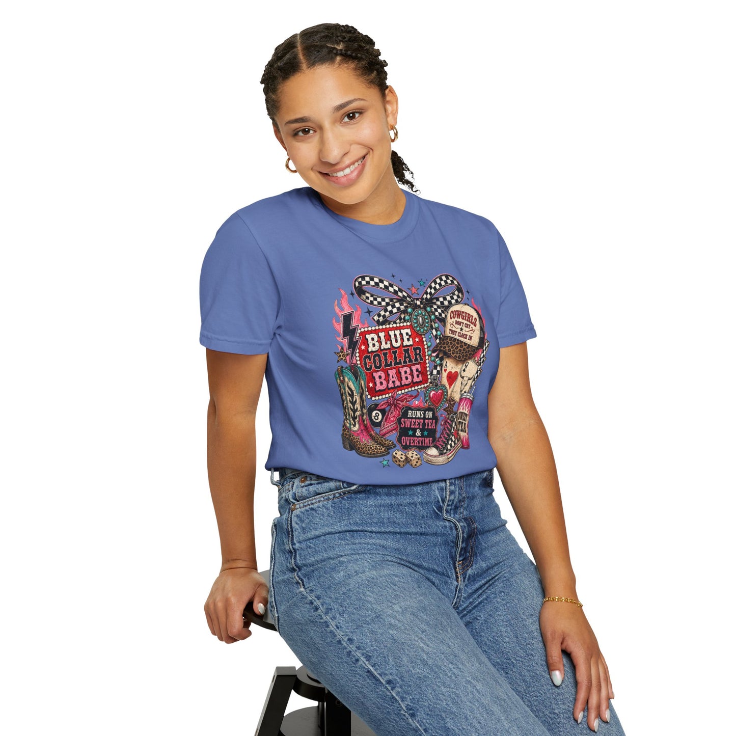 Blue Collar Babe T-Shirt — Retro Cowgirl Graphic Tee