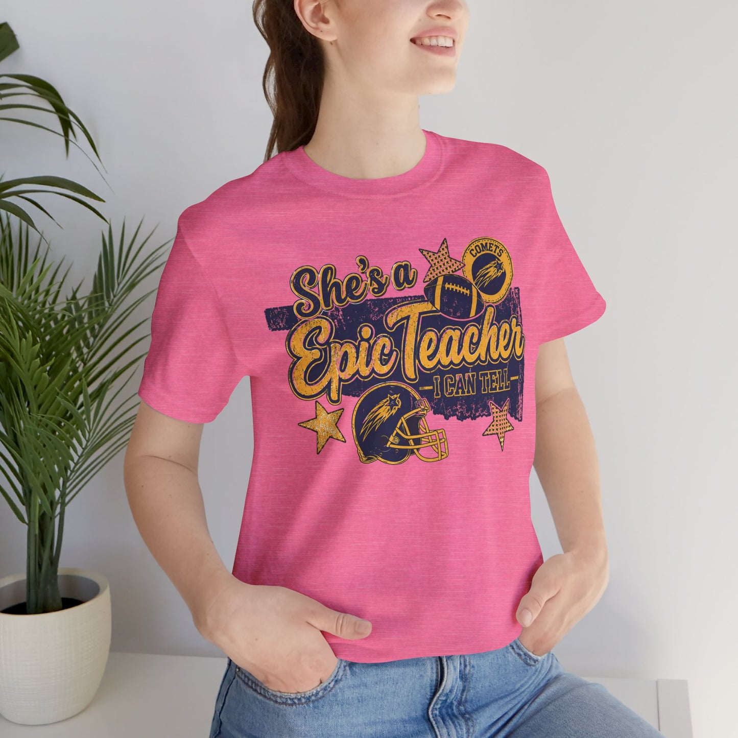 Epic Teacher Football T-Shirt — "She's a Epic Teacher" Coach & School Spirit Tee