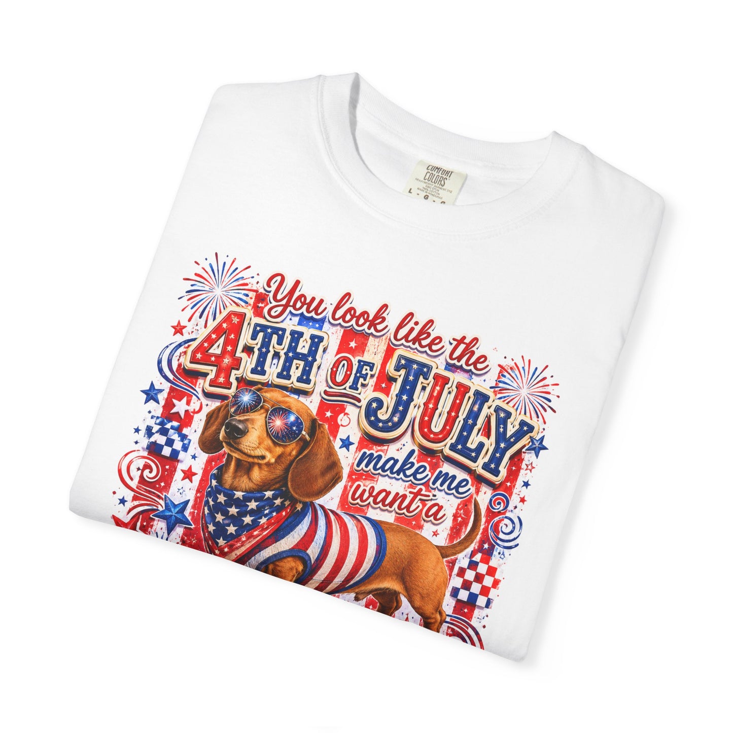 4th of July Hot Dog Dachshund T-Shirt – Patriotic Funny BBQ Tee