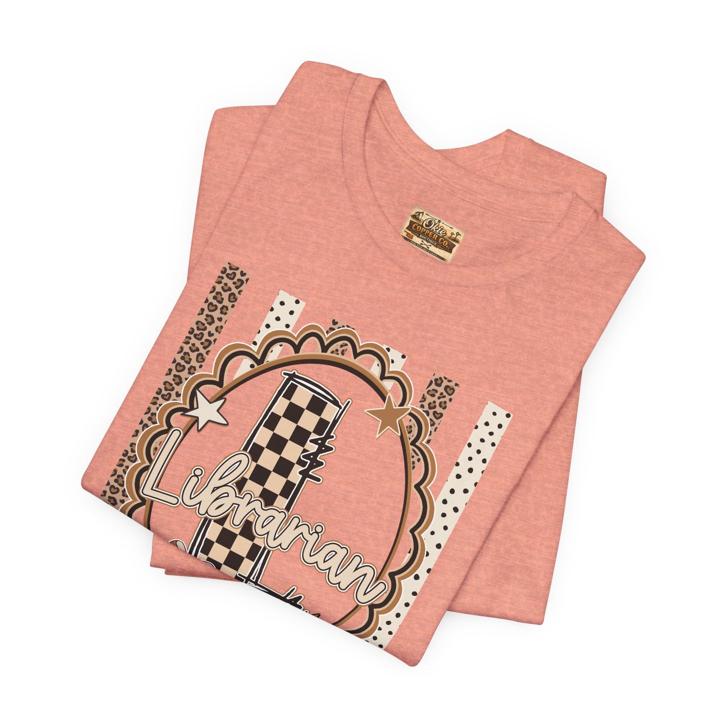 Librarian Checkerboard Letter L Tee — Vintage Booklover Graphic T-Shirt