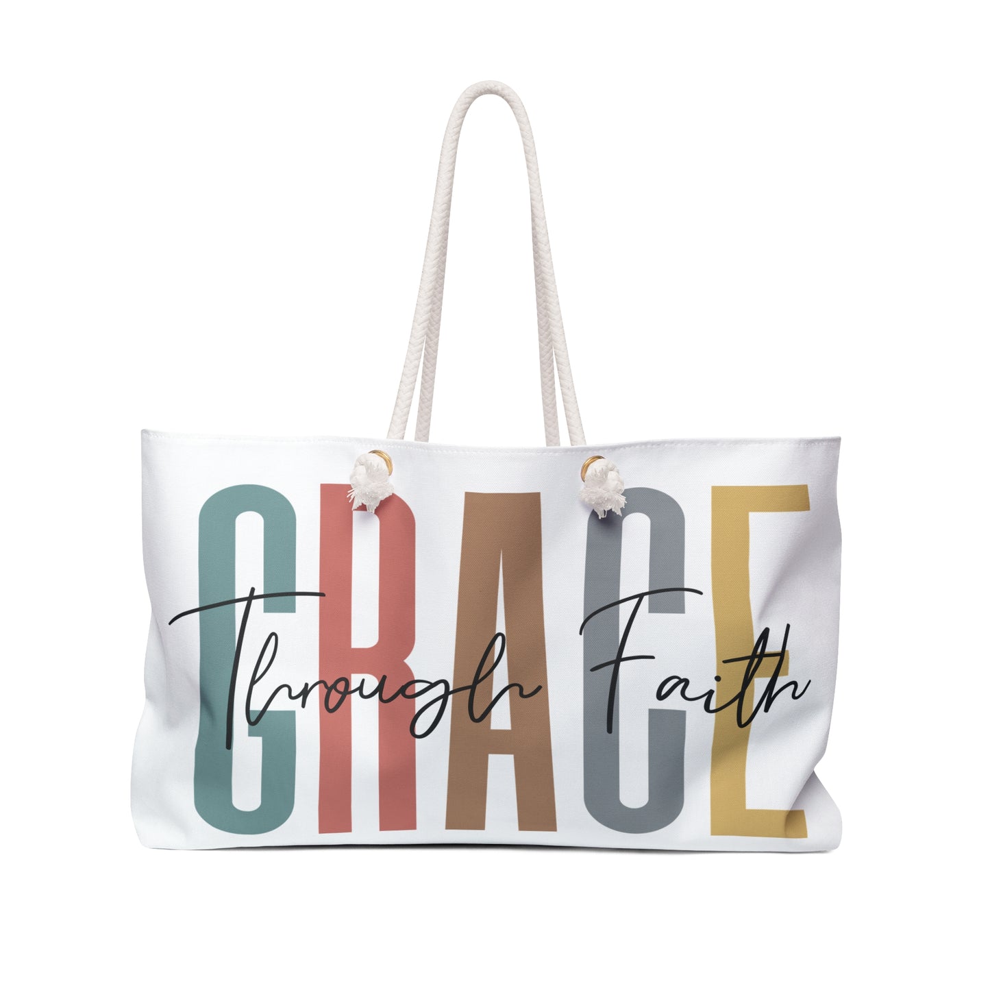 Grace Through Faith Weekender Bag — Inspirational Christian Travel Tote