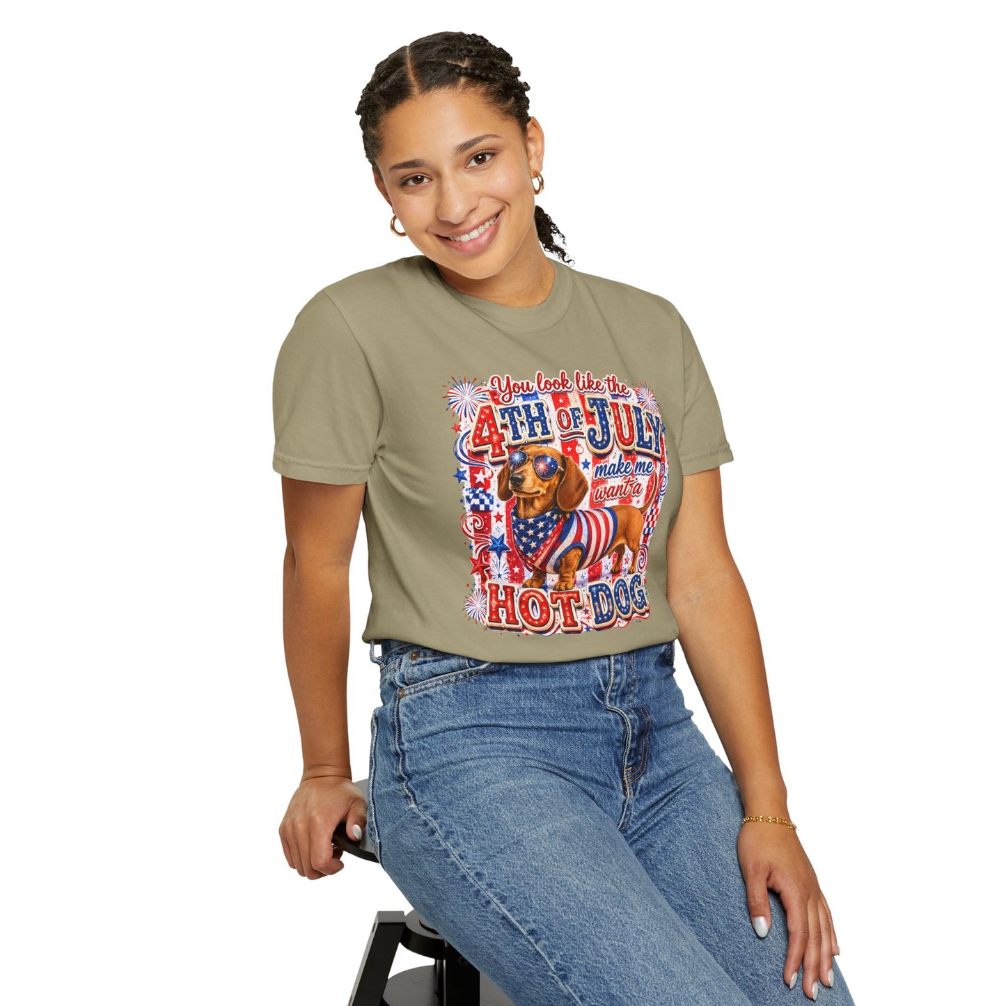4th of July Hot Dog Dachshund T-Shirt – Patriotic Funny BBQ Tee
