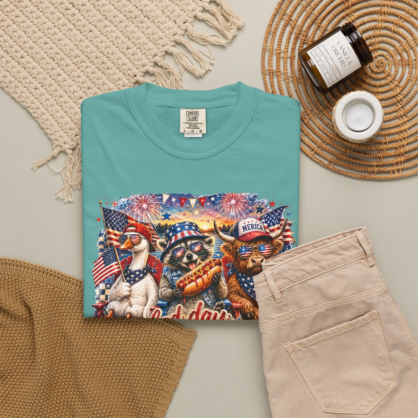 Patriotic 'Born to Be a Hot Dog' Graphic T-Shirt
