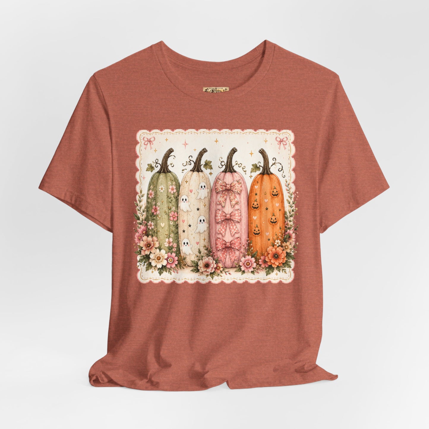Vintage Floral Pumpkin Tee — Autumn Harvest Graphic T-Shirt