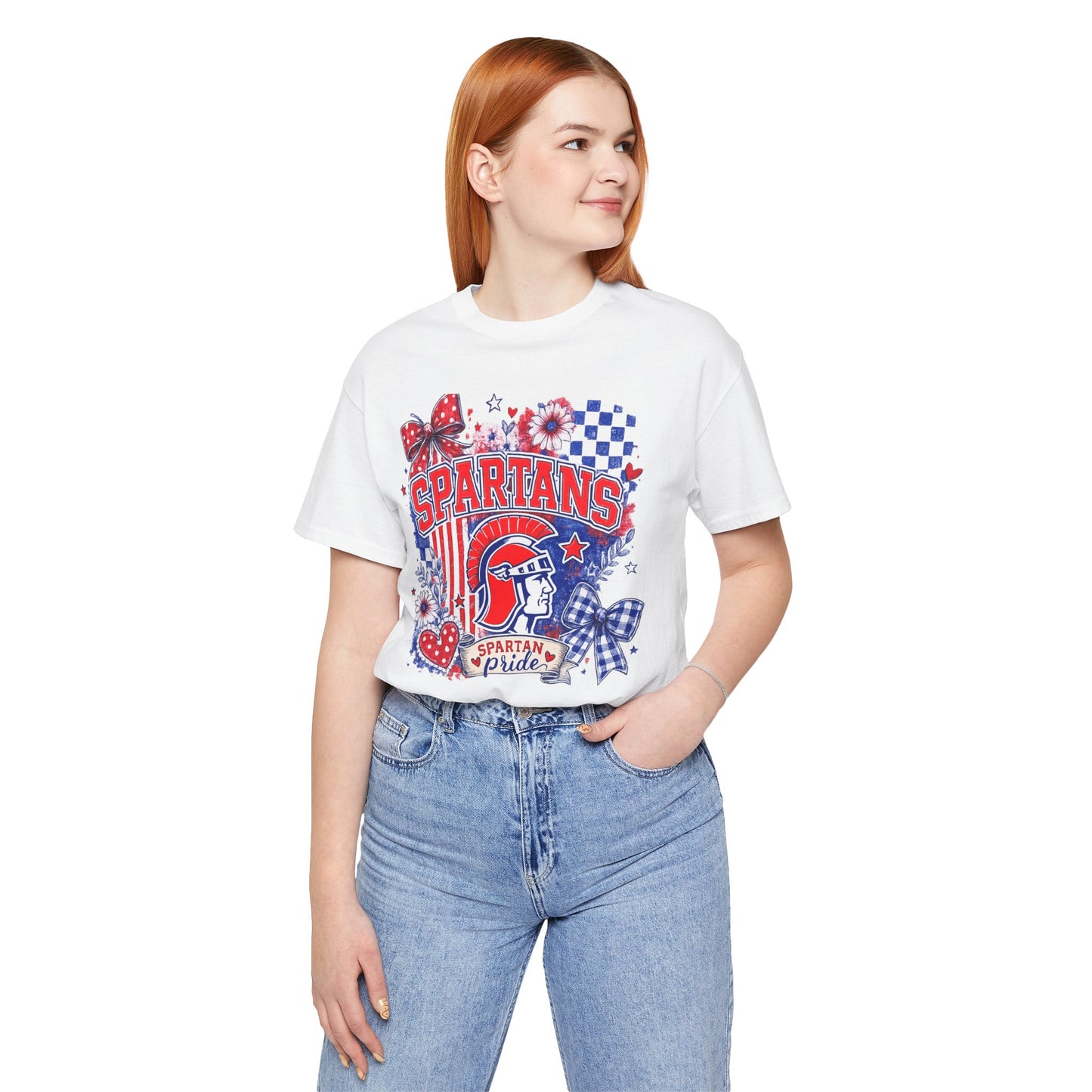 Spartans Pride Graphic Tee — Red, White & Blue School Spirit T-Shirt