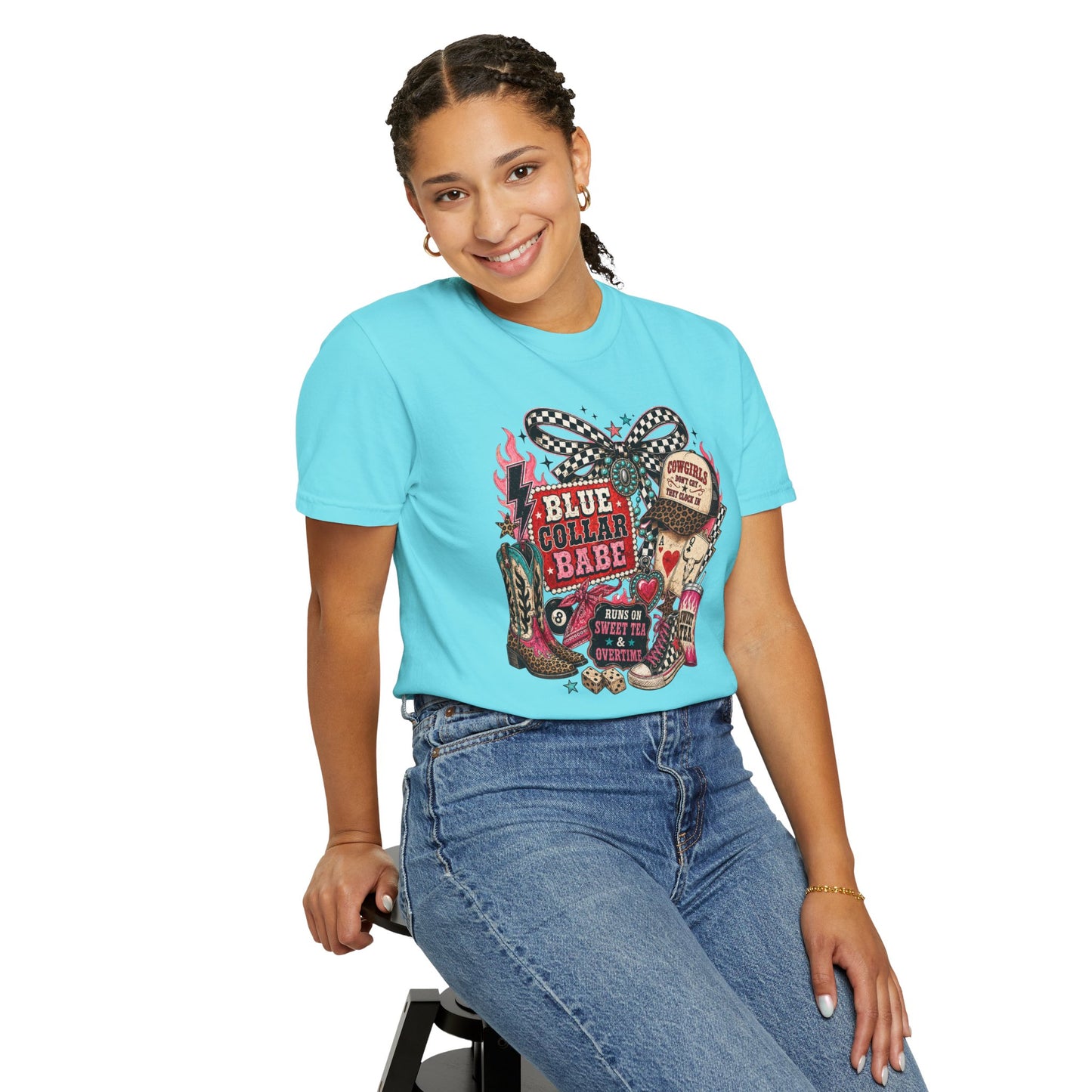 Blue Collar Babe T-Shirt — Retro Cowgirl Graphic Tee