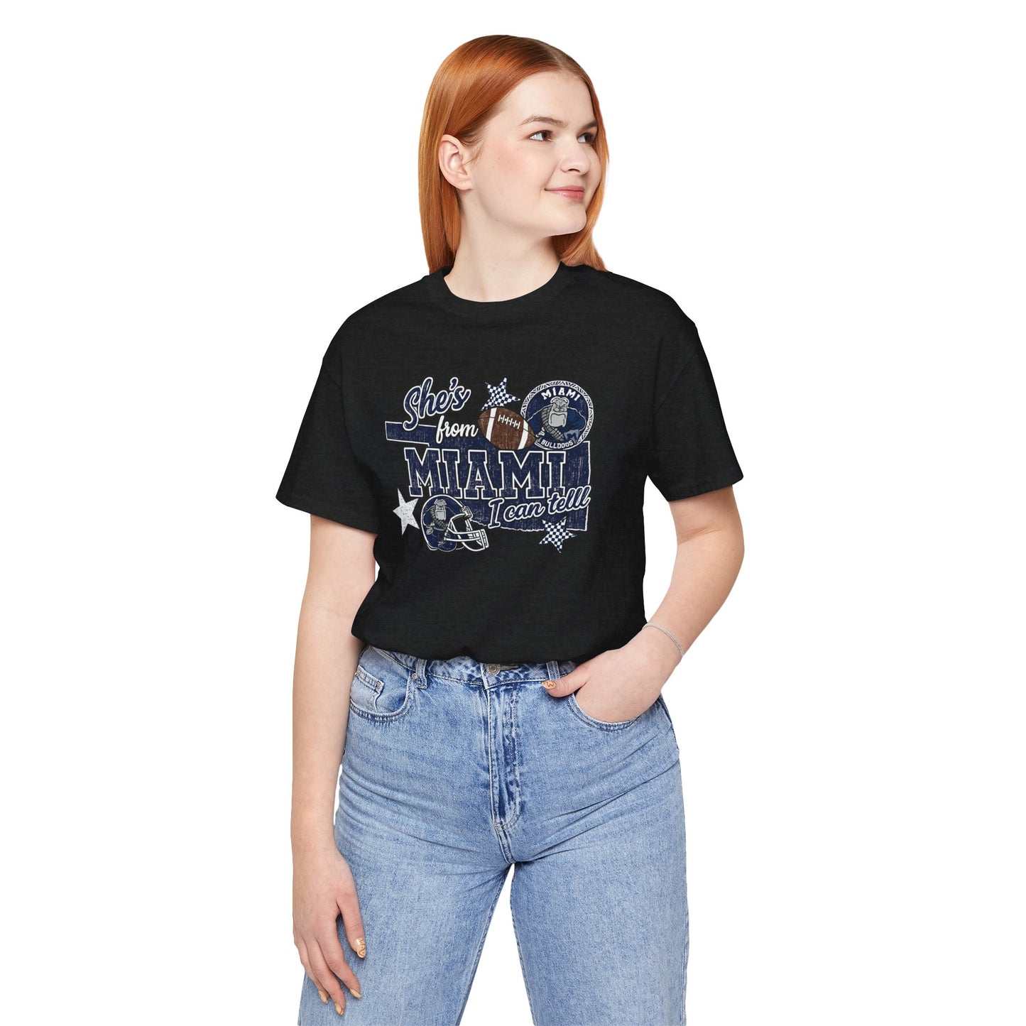 She's From Miami Graphic Tee — Retro Football Fan Shirt