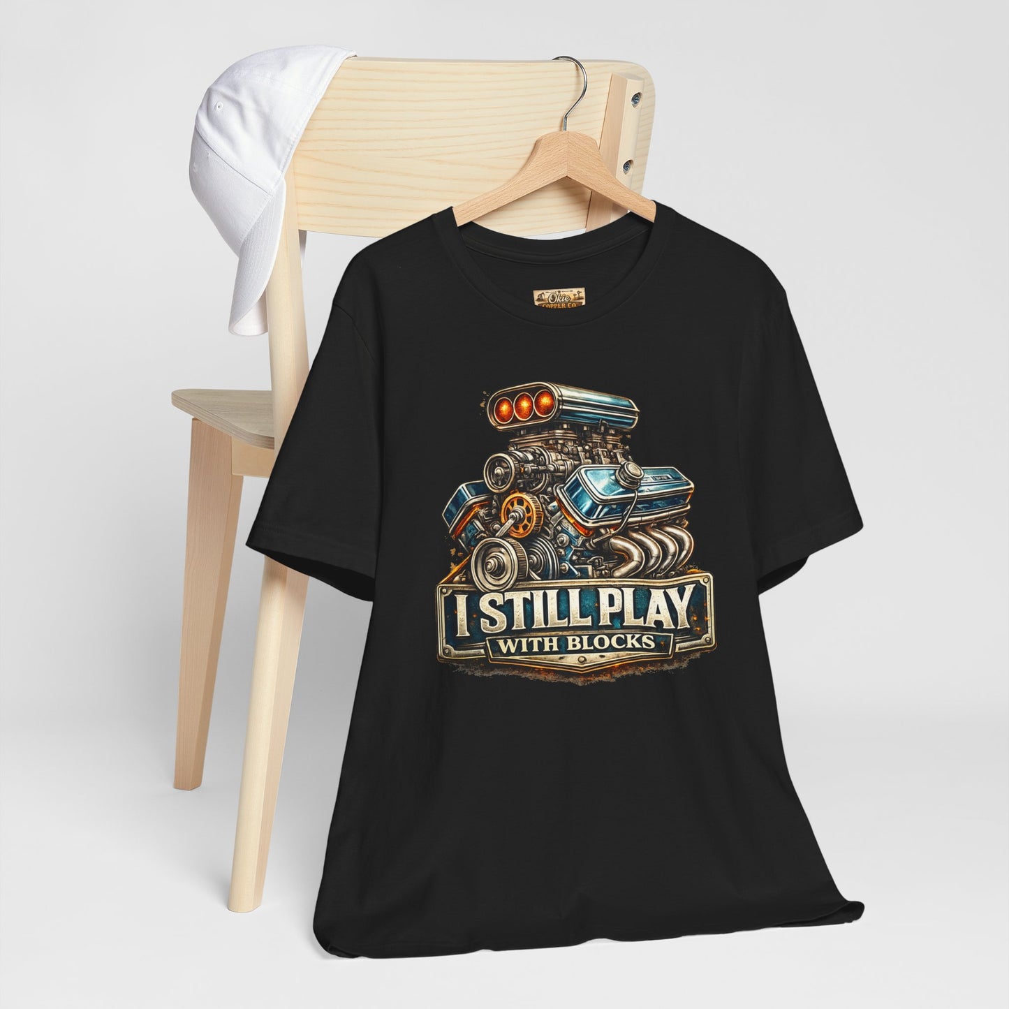 Engine Graphic Tee — "I Still Play With Blocks" Car Lover T-Shirt