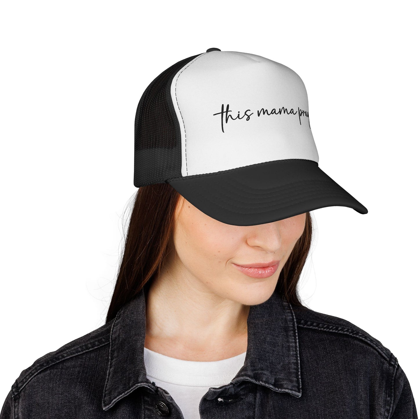 This Mama Prays Trucker Cap — Religious Mom Prayer Hat